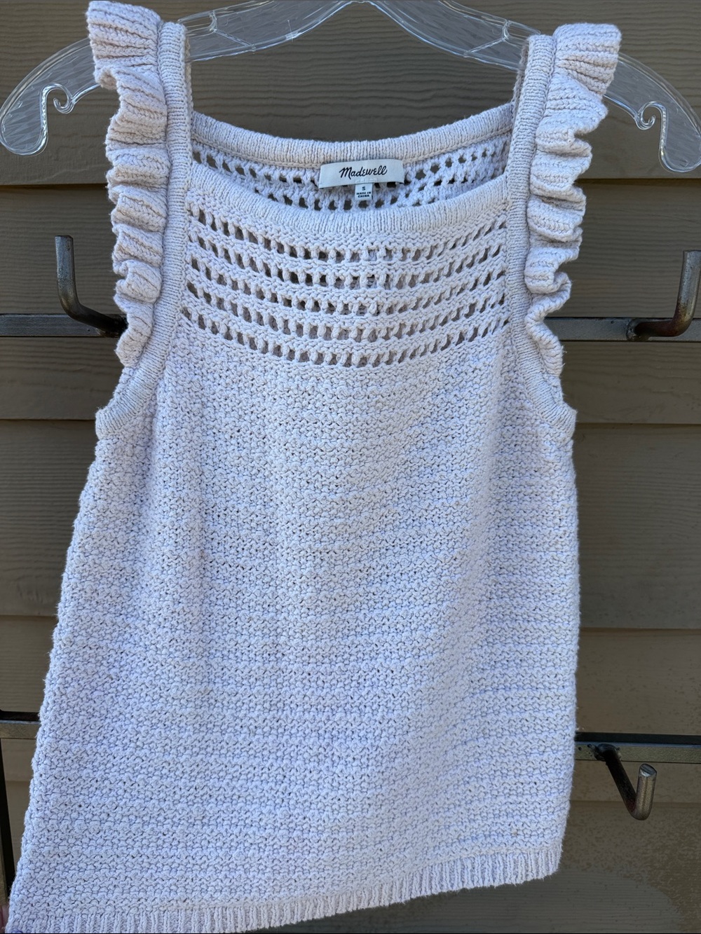 Madewell Like new Oatmeal  Knit Ruffle Strap Tank S